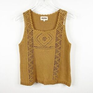 Pepin Women's Brown Crochet Tank Top